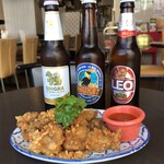 Ba Nki Rao - タイのビールは3種類、すごく飲みやすい。下はガイトードカティアム、鳥からニンニク風味、ビールにいいですね！