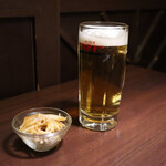 厳選鍋と地鶏の個室居酒屋 羽根川 - □生ビール　アサヒスーパードライ　¥605
            ■お通し
            