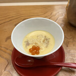 鮨おばな - このわたの茶碗蒸し いくら乗せ 中にはごはん