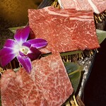 Assortment of three Hanasho carefully selected wagyu beef dishes