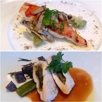 ラ・リリアーナ - 魚料理は金目鯛バターソース/お肉はホロホロ鶏のほうれん草ペースト包み　とろみのあるソース
