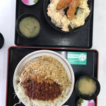 梶屋 - エビ天丼¥900(上)カツチャーハン¥1200(下)