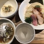鴨出汁中華蕎麦 麺屋yoshiki - 海老のクリーミー手揉み塩つけ麺＋浅利リゾット