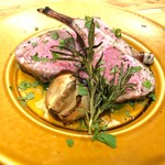 Australian lamb, 2 bone-in loins, basil sauce