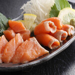 Salmon sashimi directly from Tsukiji