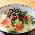 Ochazuke（boiled rice with tea）(pickled plums, salmon, mentaiko)