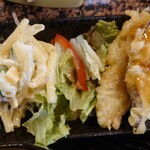 回転寿司海鮮 - マカロニサラダとサラダ、天ぷら