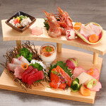 Large sashimi platter sourced from Sendai morning market