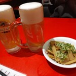 大阪王将 - 生ビールとメンマで、お疲れ様のカンパイを♪