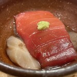 天ぷら たけうち - 鮪とナマコも合うんよ