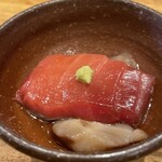 天ぷら たけうち - 大間本鮪の中トロとナマコ