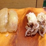 うまい鮨勘 - ヒラメのこぶ締めとゲソ