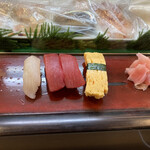Sushi Moto - ⒈赤身 ⒉赤身 ⒊ヒラメ⒎玉子焼き