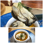 Bistro Le Rire - ＊牡蠣は大粒で低温調理かしら、火入れが良く美味しい。フランとコンソメソースも合いいいお味。