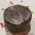 プチレストラン ブーケ・ド・フランス - 鯵と生ハム､絹鞘と大葉の砧巻