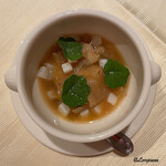 プチレストラン ブーケ・ド・フランス - あわび､アオリイカ､フカヒレを鮑の肝ソースとともに