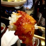 Inu Maru Tori Riyouri - オイル焼きのカリカリの皮を巻いたご飯は格別。