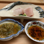 一本杉 川嶋 - お造り　クエとメジマグロ