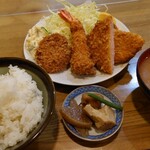 どんまい亭 - 日替り ミックスフライ定食 850円