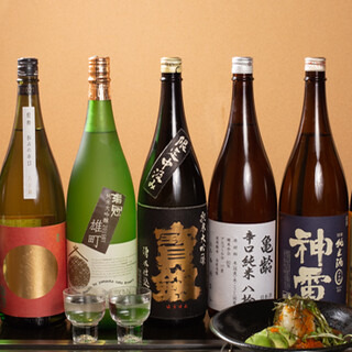 A wide range of sake from local sake to standard brands that go well with meals