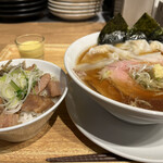 麺屋TAMOTSU - コクうま醤油ワンタンメン＋チャーシュー丼