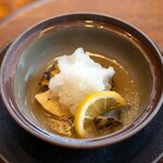 日本料理 梅林 - 2023.2 蒸物 あわび酒蒸し（三陸産アワビ、ポン酢）