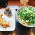 丸亀製麺 - かけうどん　鶏天ぷら　こんぶおにぎり