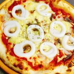 Real squid and anchovy pizza