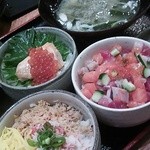 札幌銀鱗 - ランチ「ミニ三色丼御膳」￥1580