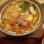 Joi Furu - サリ麺入り旨辛スープキムチチゲ定食ご飯大盛り