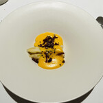 SINAE - ホワイトアスパラガス　カルボナーラ　鴨の生ハム