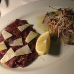 トラットリア グランボッカ - 馬ロース肉のカルパッチョ、本日の鮮魚のカルパッチョ