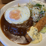 ガスト - チーズインハンバーグ＆海老フライ定食