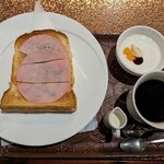 奥田焙煎珈琲 - ハムトーストモーニング  630円