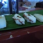 奴寿司 - タコ胡麻七味、ヤリイカ藻塩