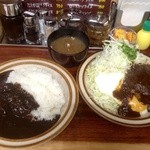 馬場南海 - ハンバーグライス＋トッピングカレー