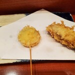 天婦羅 天良 - 玉ねぎと牡蠣