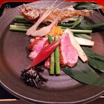 日本料理 風の音 - 魚の揚げ物と鴨