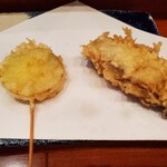 天婦羅 天良 - 玉ねぎと牡蠣