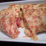 粉ひで - 「ヒデちゃんドッグ」はチョリソーをお好み焼っぽい生地で巻いたものです。美味！！