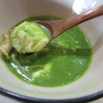 Ryoriya Takashima - お口初め～渡り蟹と百合根のフラン 春菊のスープ 菊芋のチップ 削った柚子