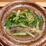 日本料理 柳燕 - 根室の釣りのキンキの芹鍋