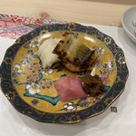 築地すし Omakase - 穴子の白焼きとシャコ味噌