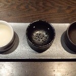 醪音 - 『英勲三酒盃』！左から、『一吟』、『古都千年』、『祝３５』の３種～♪(^o^)丿