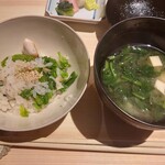 温石 - キンメ　菜の花　ごぼうのご飯　赤だし