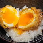 Tonkatsu Mitsuya - とんかつ三矢 ＠千駄木 みつや定食の玉子フライはお店お薦めの食べ方で