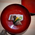 温石 - 朝捕れ甘鯛のお椀。甘鯛がプリッとお椀とは思えないように弾けた。美味しいよ～～( ；∀；)♡