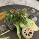 飯ト汁 合 - 太刀魚の塩焼き 西京味噌ソース 旬野菜のソテー