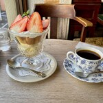 喫茶ポプラ - パフェセット珈琲