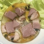 TESIO2× - 鴨の燻製とマンゴーのゼリー寄せ